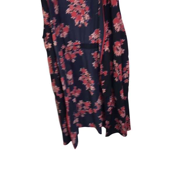 PLEIONE Navy Floral Sleeveless Duster Kimono Cardigan Vest Women 2X - Picture 3 of 16